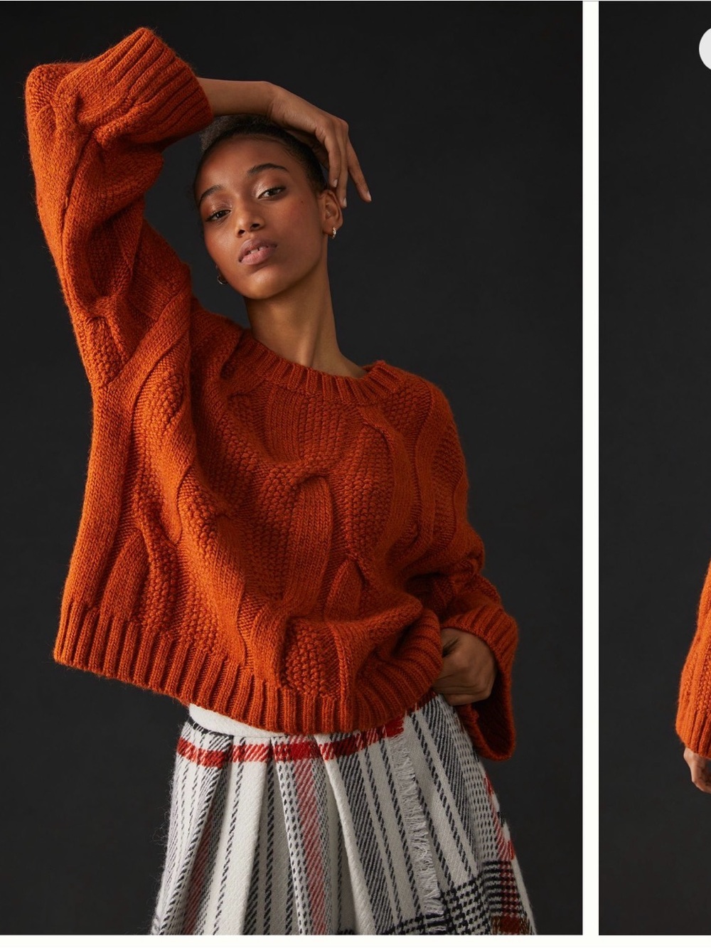Maeve Chunky Cable Knit Sweater — Rust